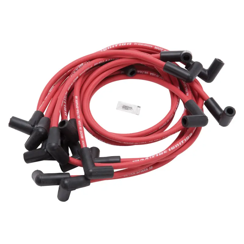 Edelbrock 50-Ohm Red Spark Plug Wire Set For Small-Block Chevy V8 (1974–1988, 9-Wire Kit) 1