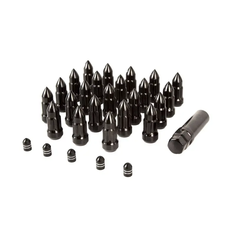 Rugged Ridge Black Bullet-Style Lug Nut & Valve Stem Cap Kit – 1/2"-20 Thread 1
