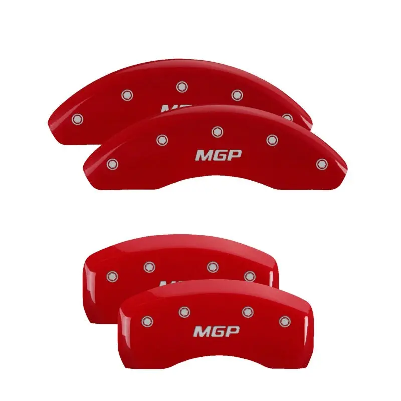 Mgp Engraved 4-Piston Caliper Covers For Honda — Front With Full Logo, Rear With 'H' Emblem (Red/Silver Finish) 1