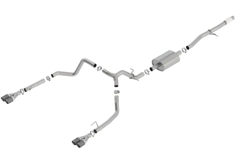 Borla S-Type Cat-Back Exhaust System For 2019 Chevy Silverado 1500 5.3L V8 – Crew Cab Short Bed, Quad Carbon-Fiber Tips 1