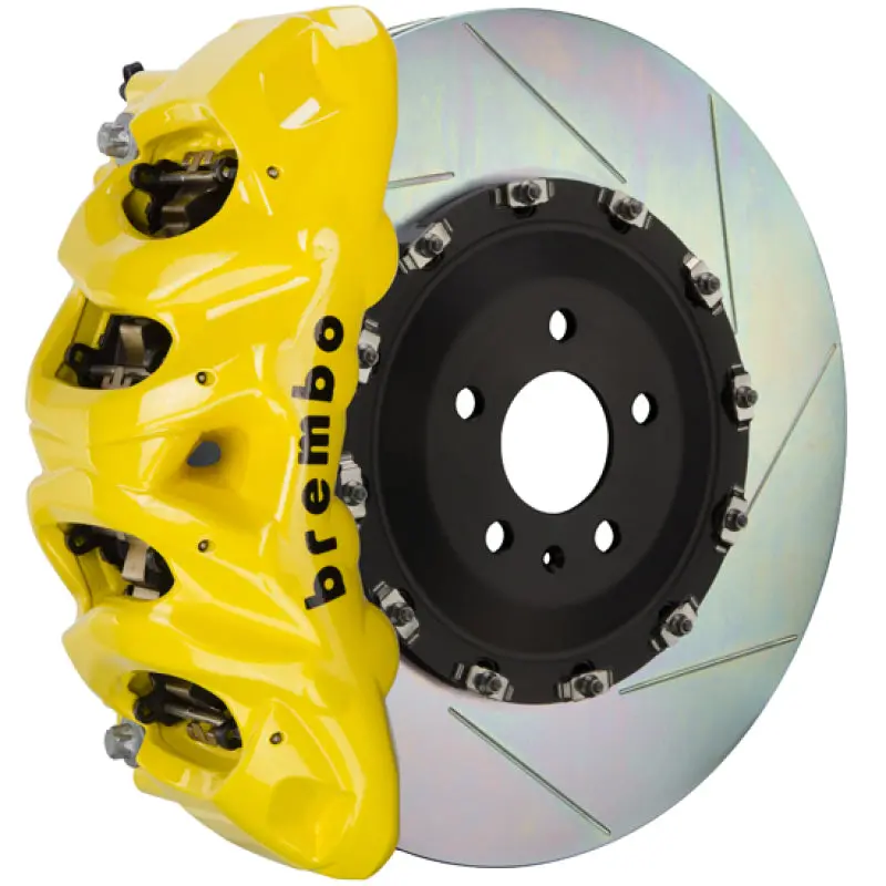 Brembo Gt Big Brake Kit For 2010–2014 Ford F-150 Svt Raptor – Front, 8-Piston Calipers, 412X38Mm Two-Piece Slotted Rotors, Yellow Finish 1