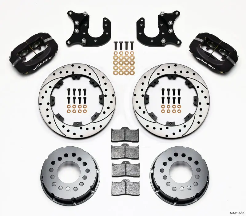 Wilwood Forged Dynalite Power Steering Rear Brake Kit – Drilled Rotors, Compatible With Mopar-Dana Axles (2.72" Offset) 1