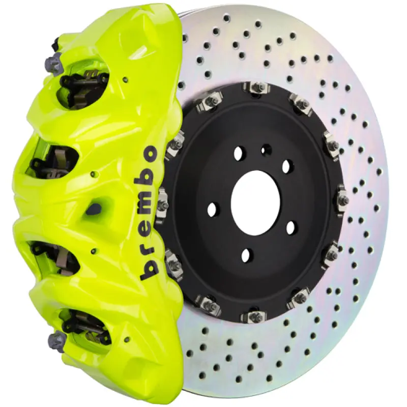 Brembo Gt Big Brake Kit For Audi Rs5 (2013–2015) & Sq5 (2014–2017) – Front, 6-Piston Calipers, 380X34Mm Two-Piece Drilled Rotors, Fluorescent Yellow Finish 1