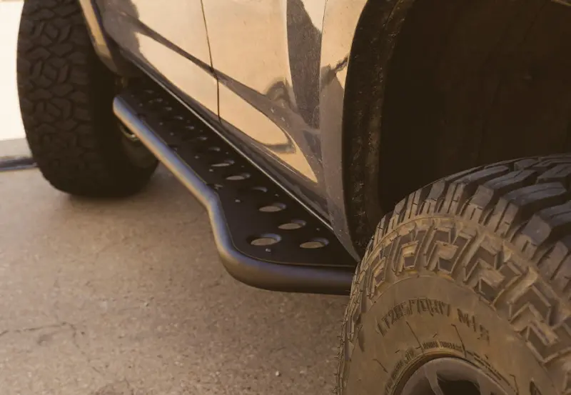 Cali Raised 03-09 Toyota 4Runner Step Ed Bolt On Rock Sliders - Kick Out/Rawfiller Plate/Raw Steel 1