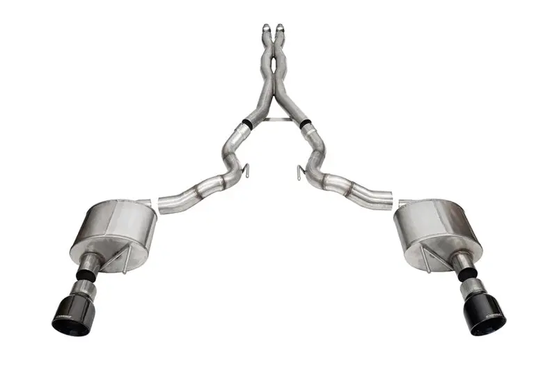 Corsa Xtreme Dual-Exit Cat-Back Exhaust For 2024 Ford Mustang Gt Convertible – 3.0-Inch System, 4.5-Inch Black Pvd Tips 1